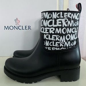 Moncler Black Ginette Logo Rain Boot